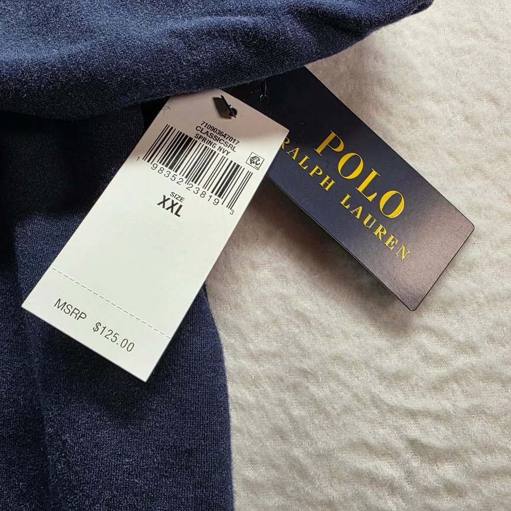 Polo Ralph Lauren Mens XXL Quarter Zip Pullover Spring Navy Heather Blue‎ NWT